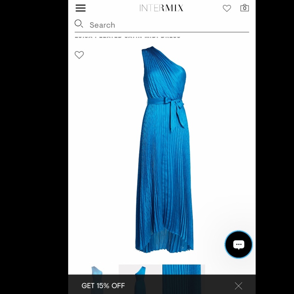 Intermix original brand Luisa pleated satin midi dress, size 0, blue color